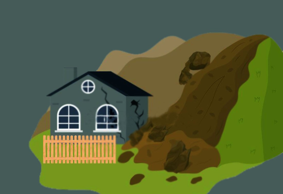 Landslide causes damage to school