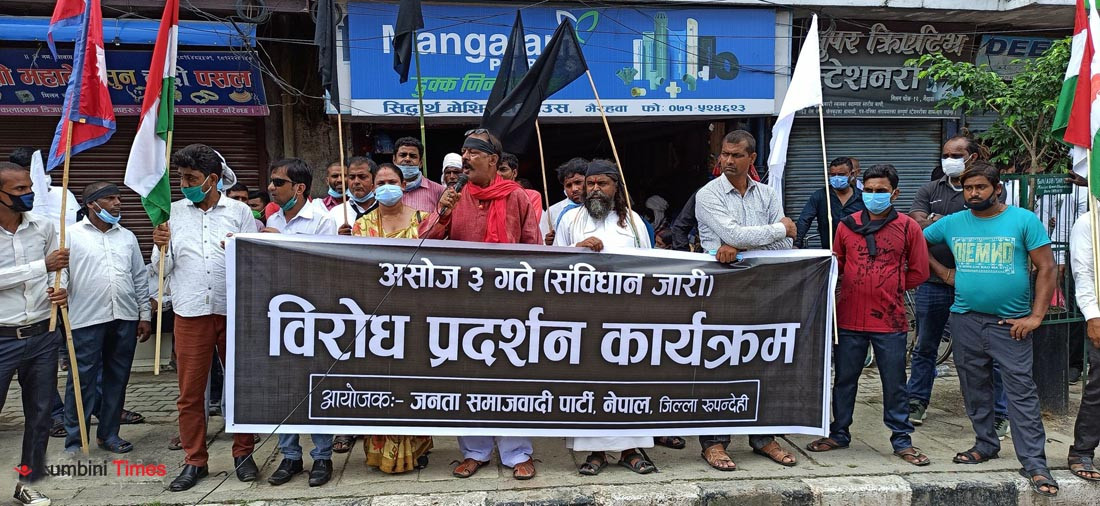 सविंधान संसोधनको माग राख्दै जनता समाजवादीद्वारा प्रदर्शन
