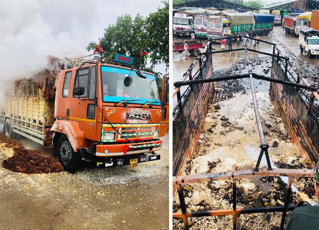 भैरहवा भन्सारमा रोकिरहेको गाडीमा आगलागी