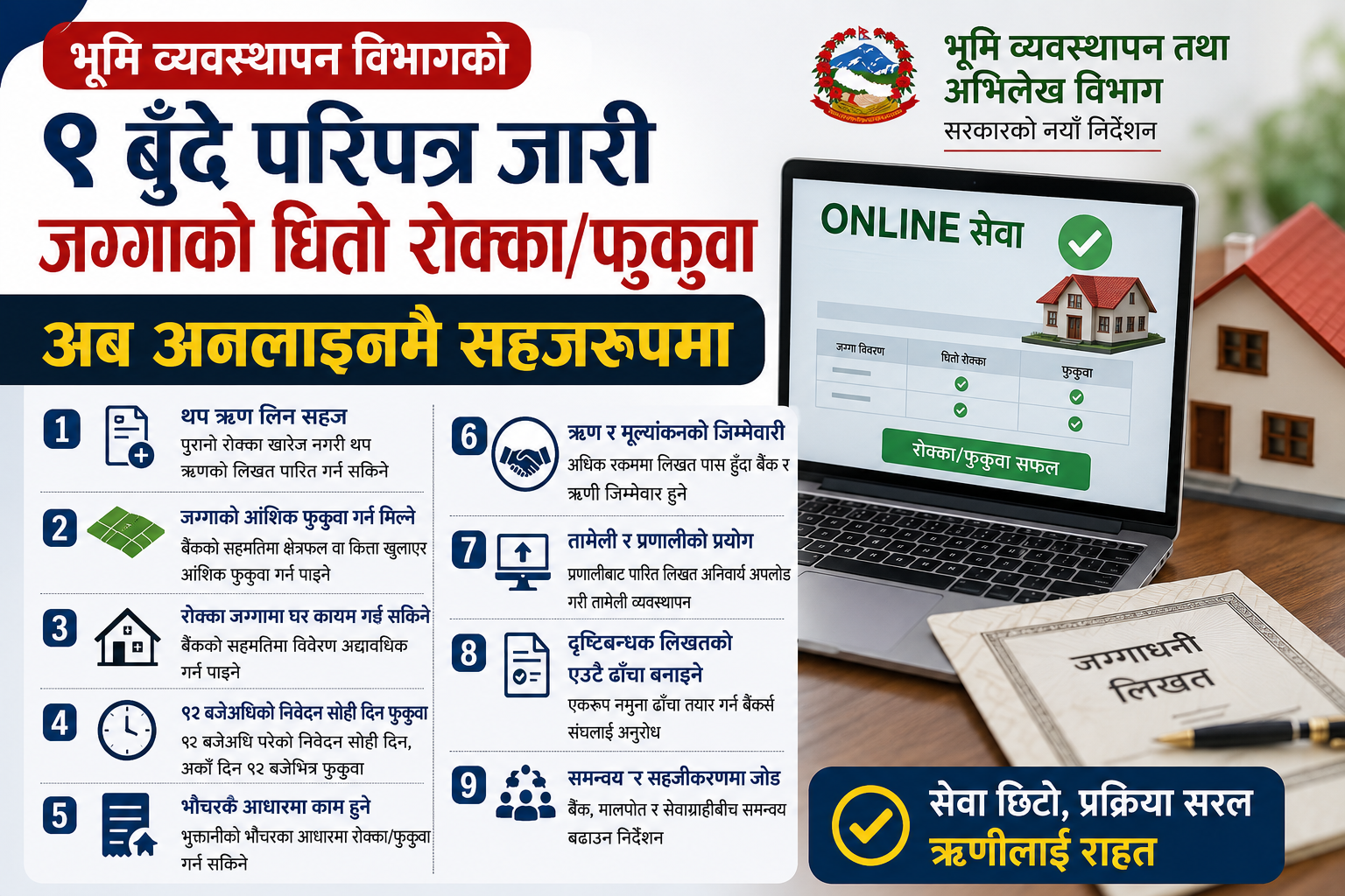 जग्गाको रोक्का र फुकुवाबारे मालपोत कार्यालयहरूलाई ९ बुँदे परिपत्र