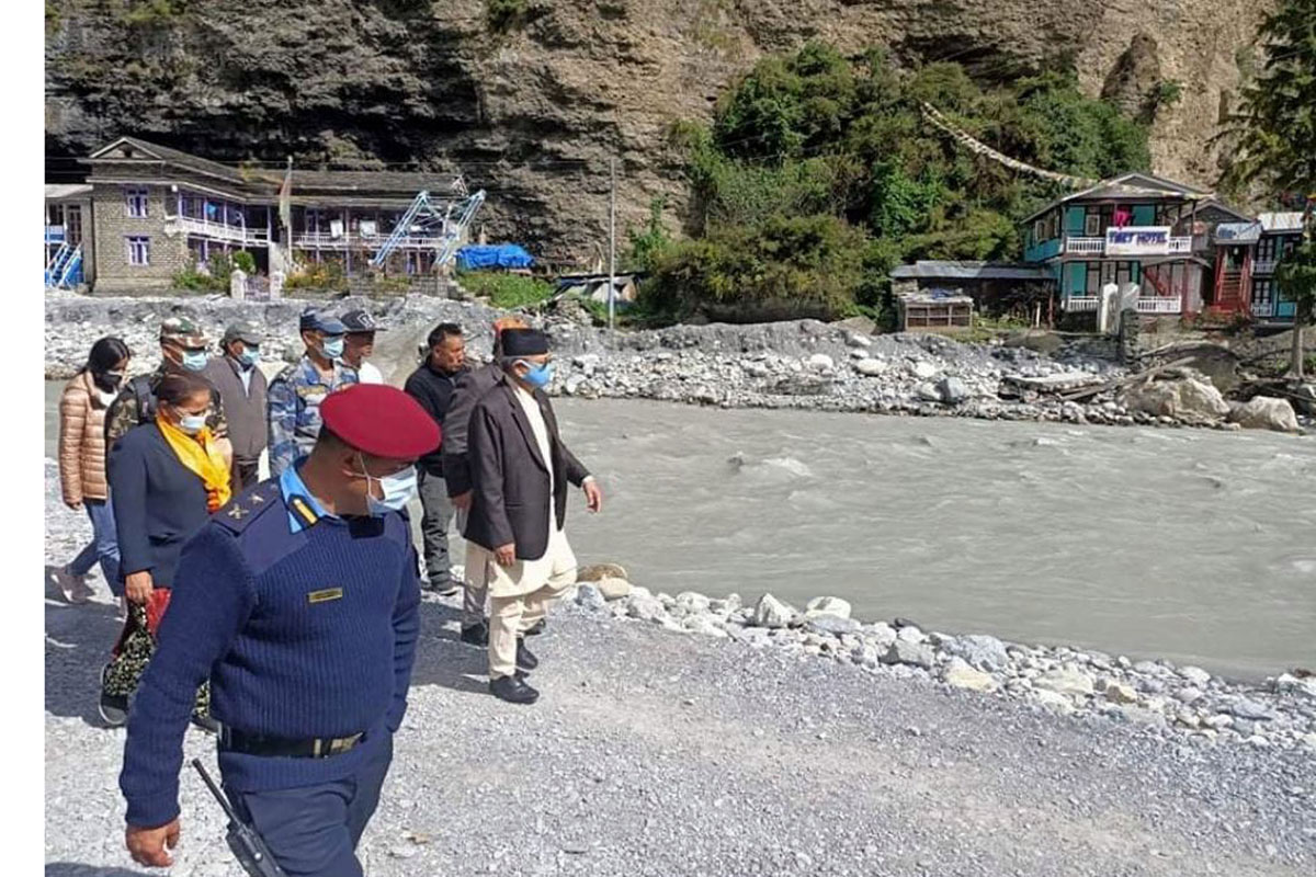 Home Minister inspects flood-hit areas in Manang