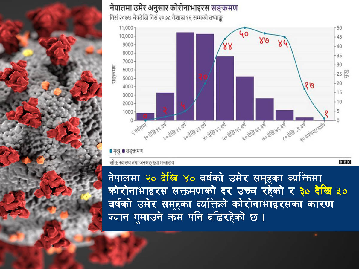 नेपालमा कुन उमेर समूहमा कोरोनाकाे बढी प्रभाव ?